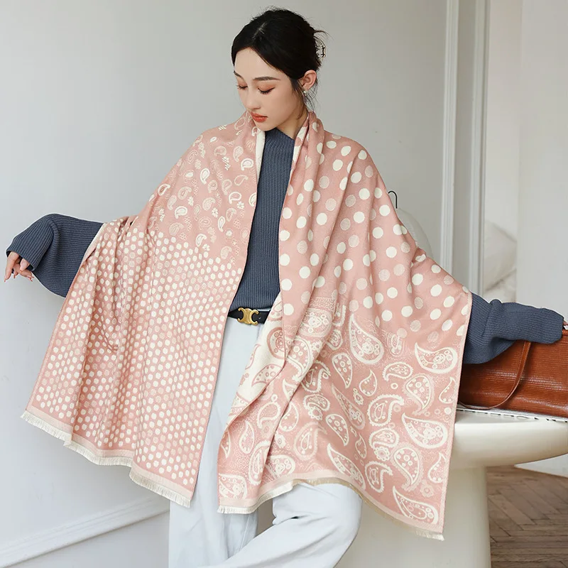 

Thick Dot Print Cashmere Scarf Women Long Shawl And Wrap Hijab Pashmina Echarpe Warm Blanket Lady Winter Neckerchief Bufanda