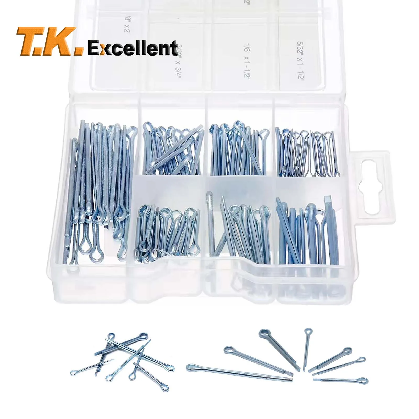 

T.K. Excellent Zinc Plated Cotter Pins Assortment Kit,106 Pieces Split Pin Assortment Kit Cotter Pins Set Tractor Pin for Car