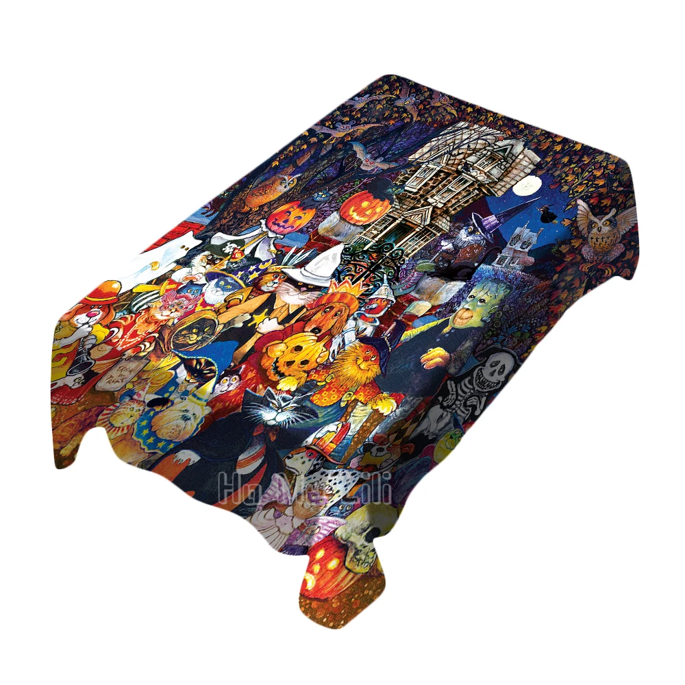 

Halloween Night Ghost Pumpkin Autumn Haunted House Fun Map Tapestry Interior Art Deco Wall