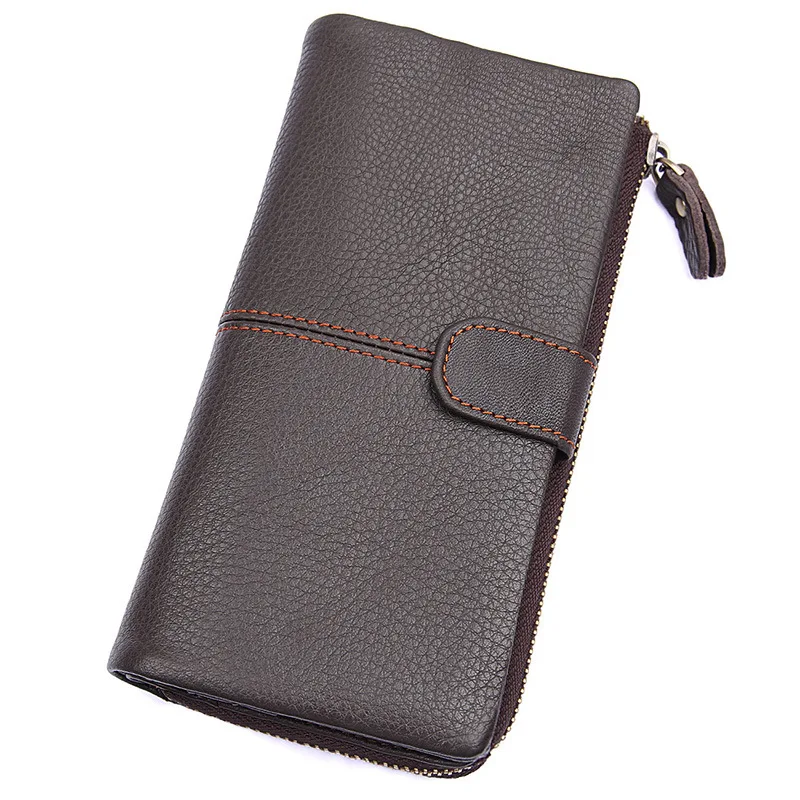 

MEN'S Wallet Genuine Leather Short Clutch Fashion Purse Double Zipper Wallet 8159Q