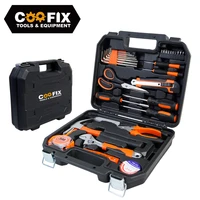 coofix 130pcs general hand tool set household repair hand tool kit with plastic toolbox storage case socket wrench screwdriver