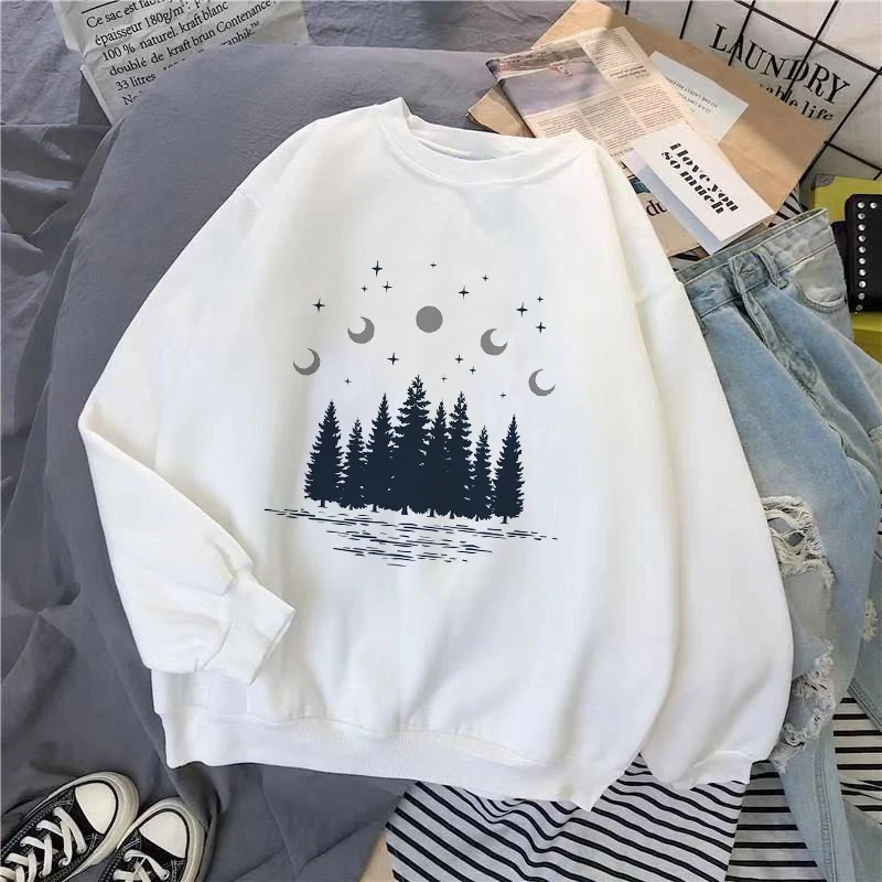 

Winter casual loose retro fashion clothing ins Warm women streetwear Harajuku Ulzzang forest art personality female sweatshirt