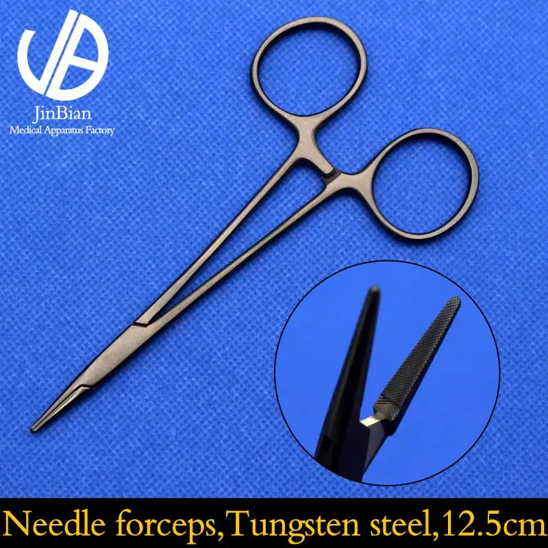 Держатель иглы черная ручка 12 5 см Вольфрамовая сталь хирургические инструменты