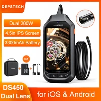 depstech ds450 1080p dual lens industrial endoscope camera with 4 3 ips screen 2mp video inspection camera for car sewer drain