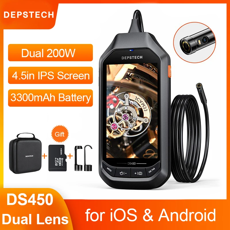 Видеокамера DEPSTECH DS450 1080P с двумя объективами диагональю 4 3 дюйма IPS-экраном