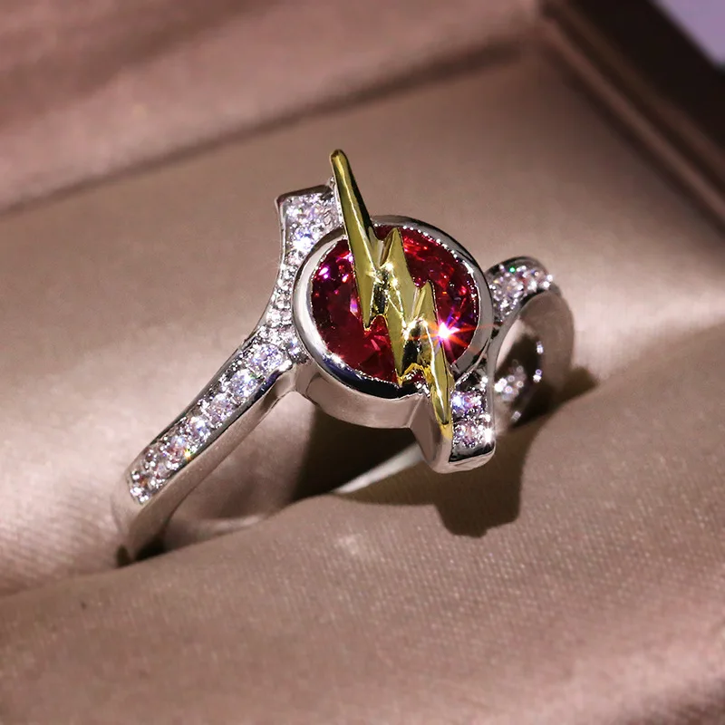 Delicate Cute Elf Ball Red Rhinestone Rings For Women Girl Fashion Jewelry Thin Bright CZ Wedding Anillos Z4T259 | Украшения и