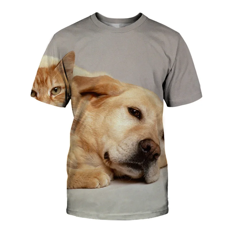 

4T-14T Boys Girls cute Labrador dog 3D Print Fashion personality T-shirt parent-children short sleeves streetwear