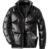 2021 woodvoice winter jacket men casual wear padded warm coat male pu leather thicken coat mans windproof fashion black coat