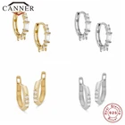 Женские серьги-кольца CANNER из 100% настоящего серебра 925 пробы с квадратным цирконием