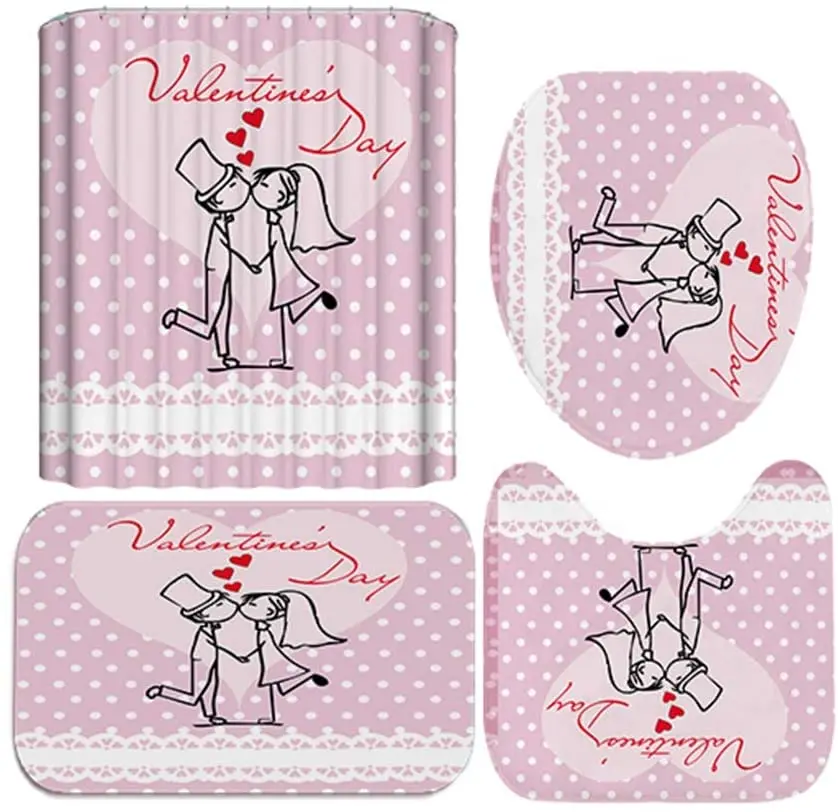 

Shower Curtain Set Shower Curtain Valentine's Day Shower Curtain Shower Curtain Packageable For Family Hotel Party Decoration