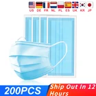 Одноразовые медицинские маски для рта, 3-слойные маски от пыли, нетканые Тканевые маски из мелтблауна, эластичная маска для лица с петлями для ушей