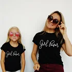 Футболки с надписью Girl Power Mommy and Me, летние подходящие футболки для девочек, модные женские футболки на день, 1 шт., мама дочь семья