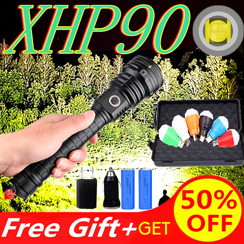 Светодиодный фонарь XHP90 высокой мощности 8000 лм алюминиевый охотничий