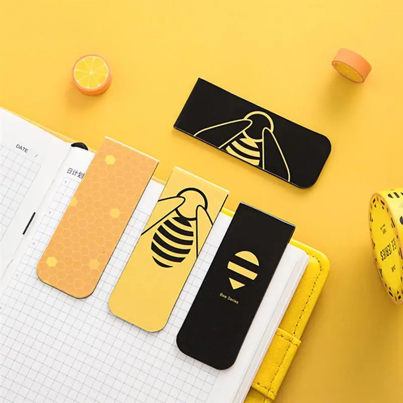 

4pcs Bee Bookmarks Collapsible Bookmarks Delicate Students Magnetic Bookmarks