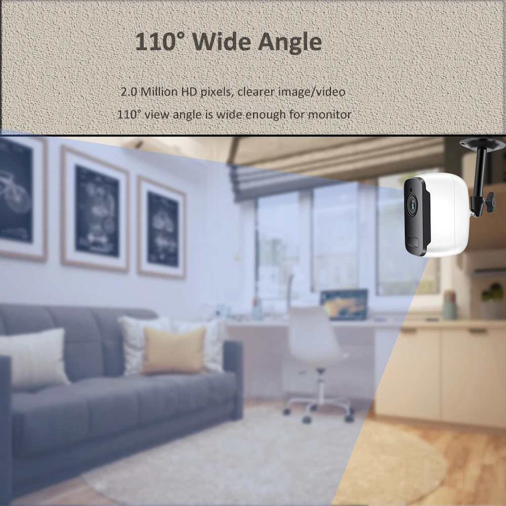 Беспроволочная батарея WiFi камера 1080P 2MP HD наружная крытая IP Беспроводная камера с питанием от аккумулятора PIR