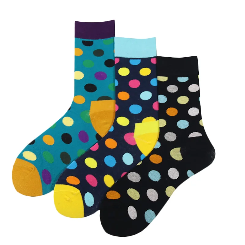 Мужские и женские хлопковые носки в горошек Harajuku винтажные Цветные Волнистые