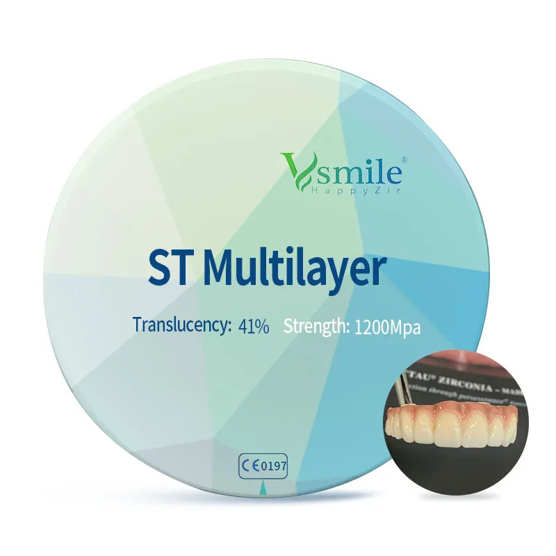 

Vsmile 98mm Dental Multilayer Zirconia Disc For Crown Coping Full Contour Bridge Classic 16 Shades With Open CADCAM System