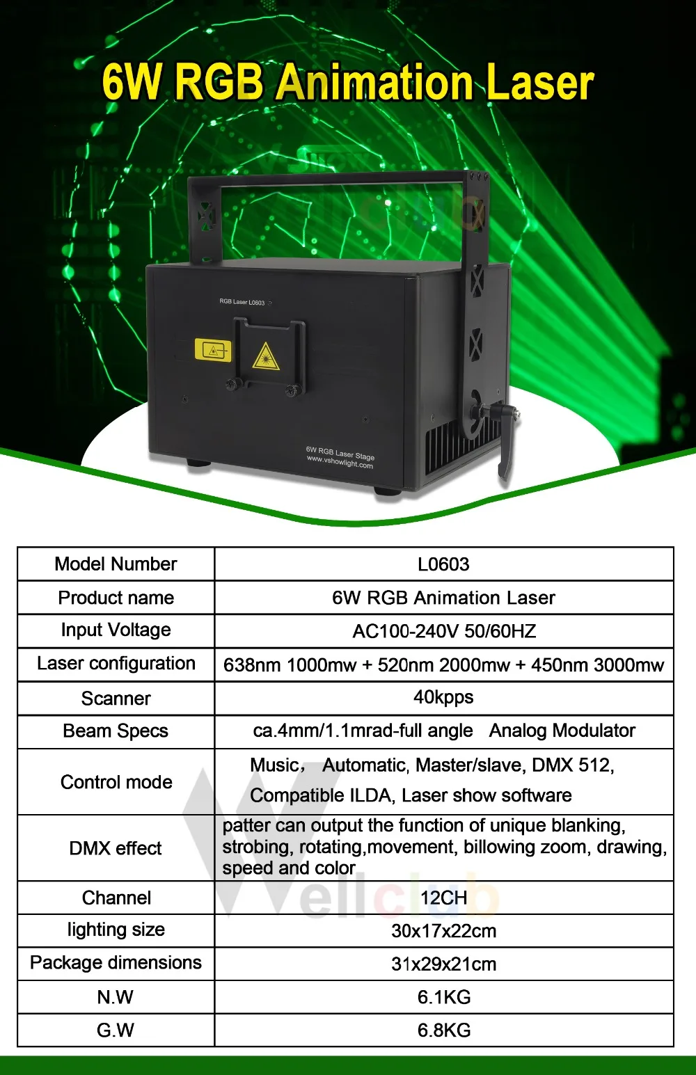 1 Вт, 3W, 6 Вт, сценический лазерный светильник, анимация, RGB, DJ, лазерное шоу, полноцветный лазерный проектор, сценический светильник, для дискотеки, рождественского концерта