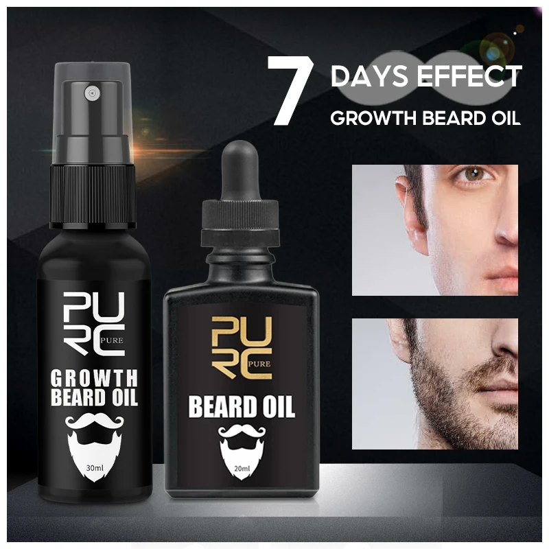 

New PURC Growth Beard Oil Grow Beard Thicker & More Full Thicken Hair Beard Oil For Men Beard Grooming Treatment Beard Care 30ml