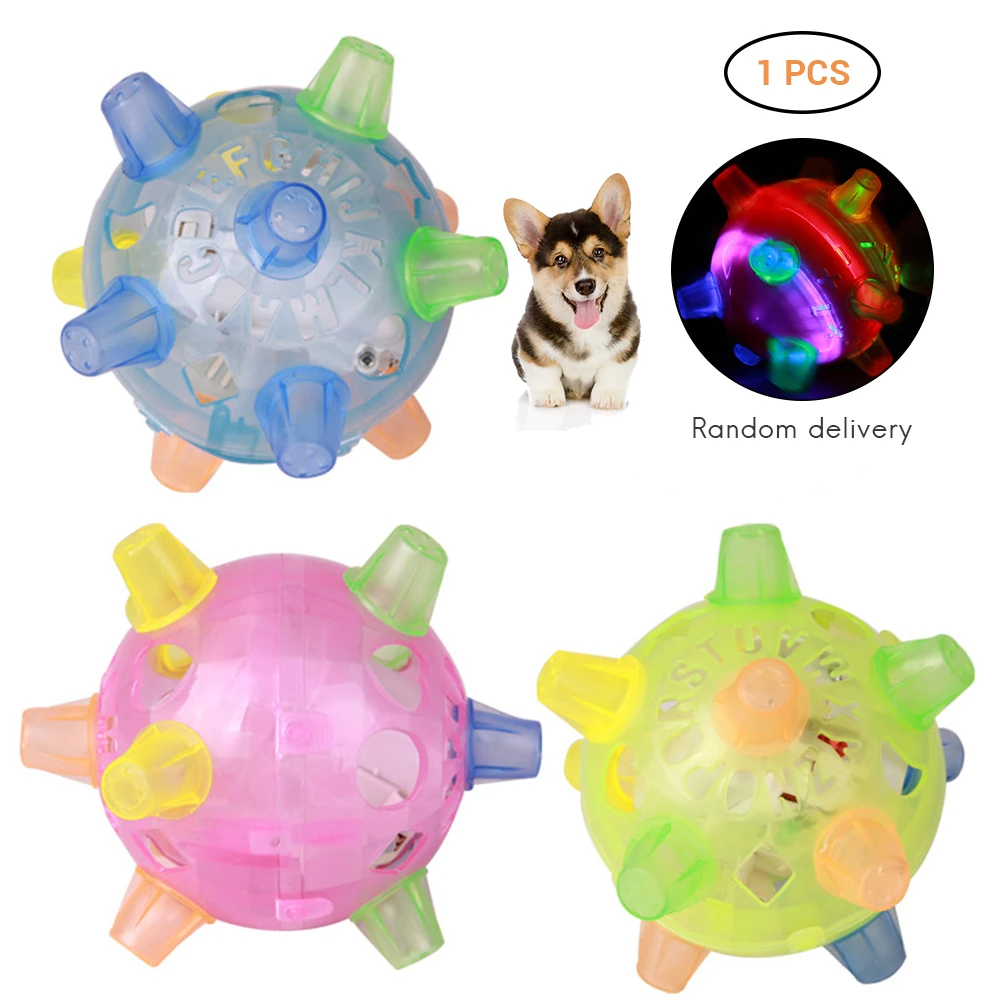 

Pet Dog cat toys New LED Jumping Activation Ball Light Up Music Flashing Bouncing Vibrating Ball Chew Electric Toys Dancing Ball