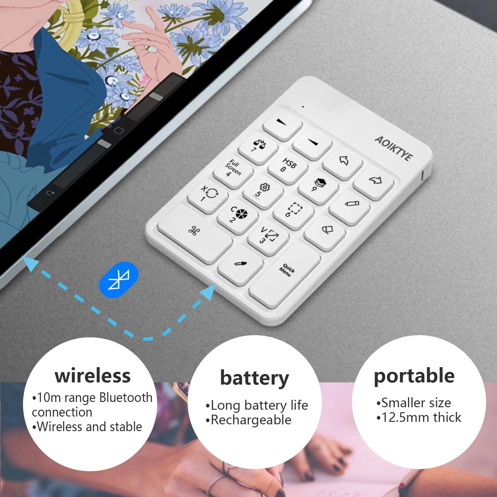 Беспроводная клавиатура Aoiktye для procrete портативная перезаряжаемая Bluetooth