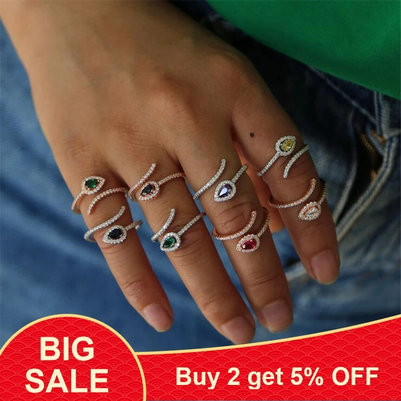 2018 открытые регулируемые женские кольца различные цвета камень талисман