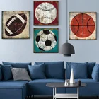 Винтаж Футбол детские бейсбольные регби Спорт, настенное искусство холст картины печать плакатов картину для Гостиная украшение дома