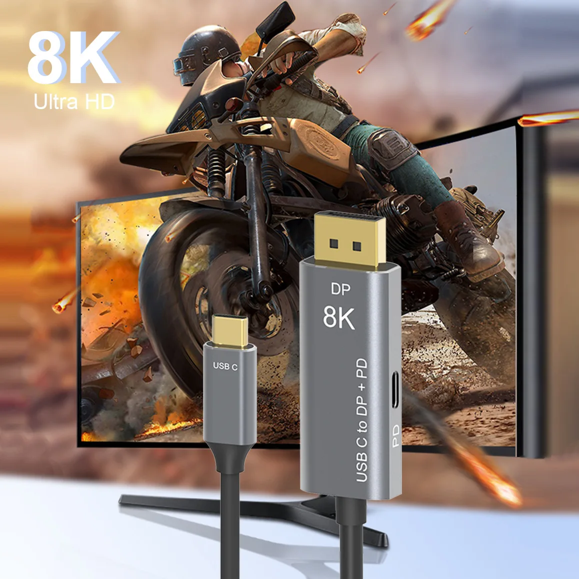 

USB C к Displayport кабель Type C к DP1.4 адаптер 8K 60 Гц 4K 144 Гц с PD зарядкой для Thunderbolt 3 MacBook ноутбука