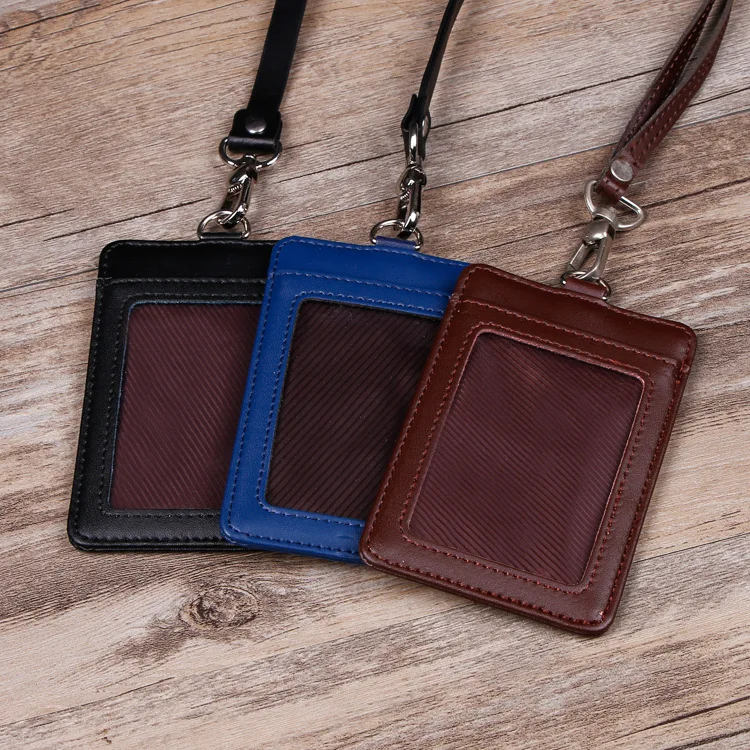 

Multi-card color horizontal version of the leather card holder ID badge holder work permit work card factory card holder
