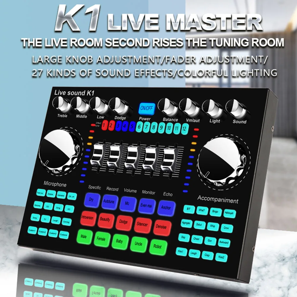 

Live Sound Card Multiple Effects Mixer Board Audio HIFI Universal Voice Changer #734