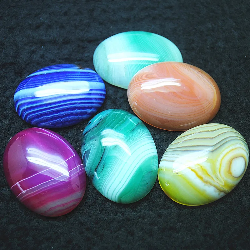 

3PCS Nature Semi Precious Stone Cabochons Agate Beads DIY Jewelry Accessories 30X40MM Oval Shape Free Shippings