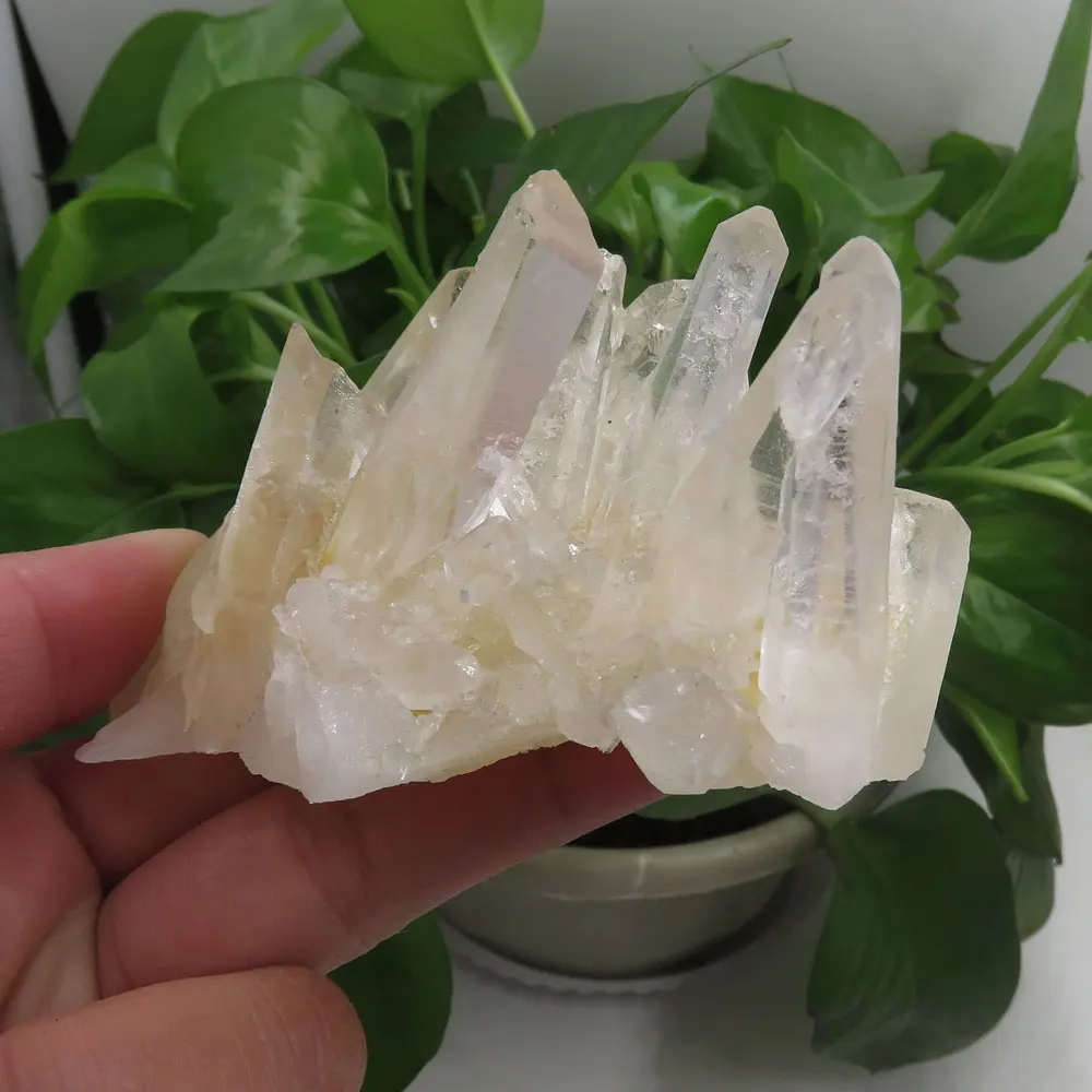 Редкий 235 г натуральный камень аура кварцевый белый кристалл Кластерные точки