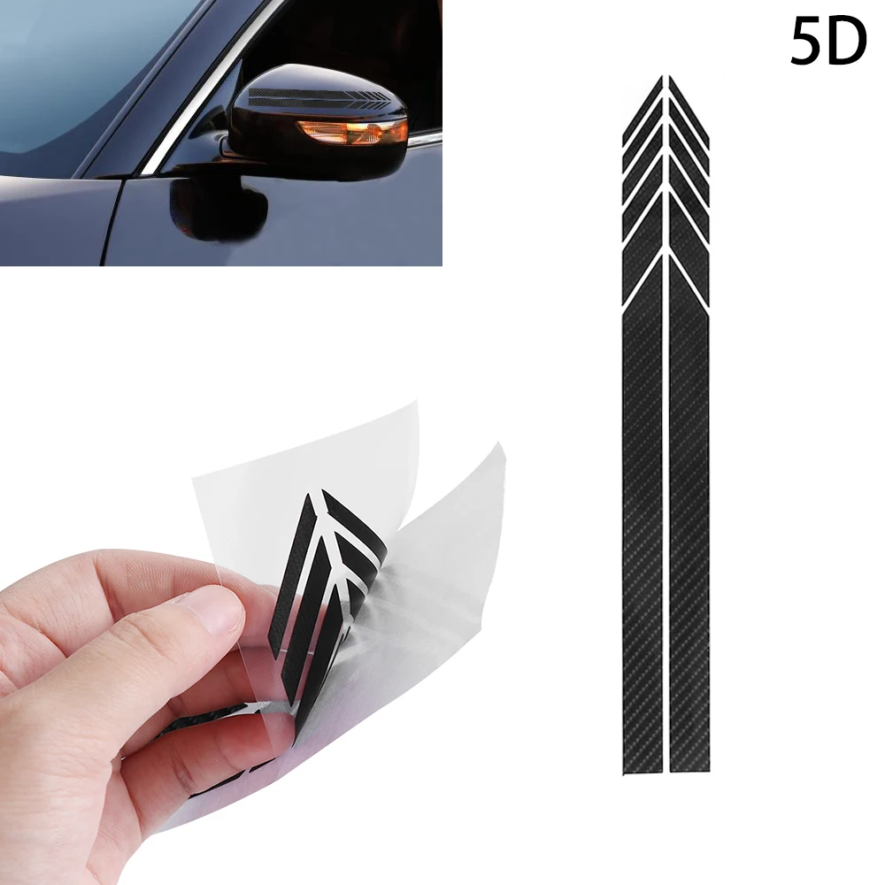 2 шт. 5D зеркало заднего вида в полоску наклейка из углеродного волокна