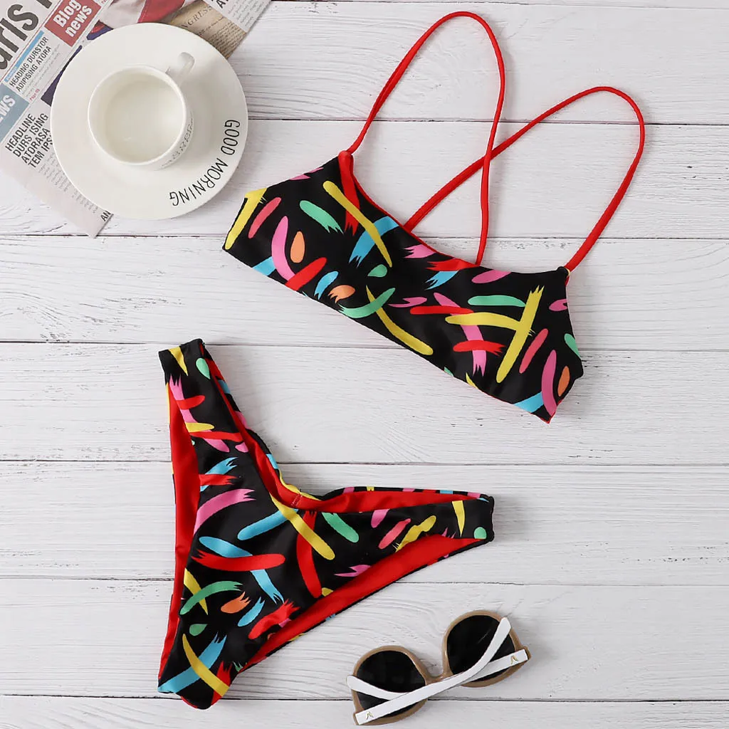 Сексуальное женское бикини с леопардовым принтом бандо купальник пуш ап мягкий