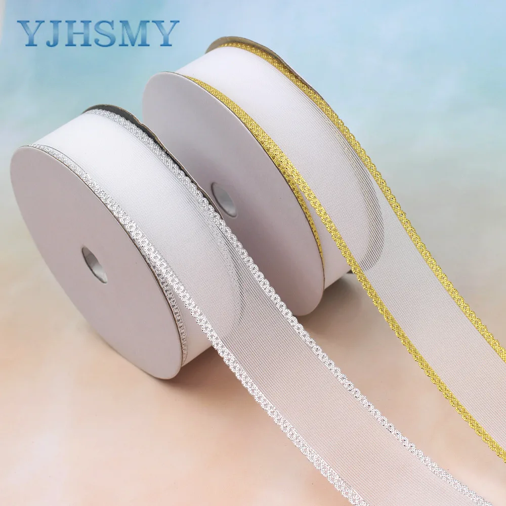 YJHSMY L 20325 184 5 ярдов 25 мм Двусторонняя бронзовая прозрачная пряжа плетение