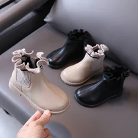 new girls princess ankle boots children shoes autumn breathable martin boots kids baby ruffle pu leather toddler flat 03a