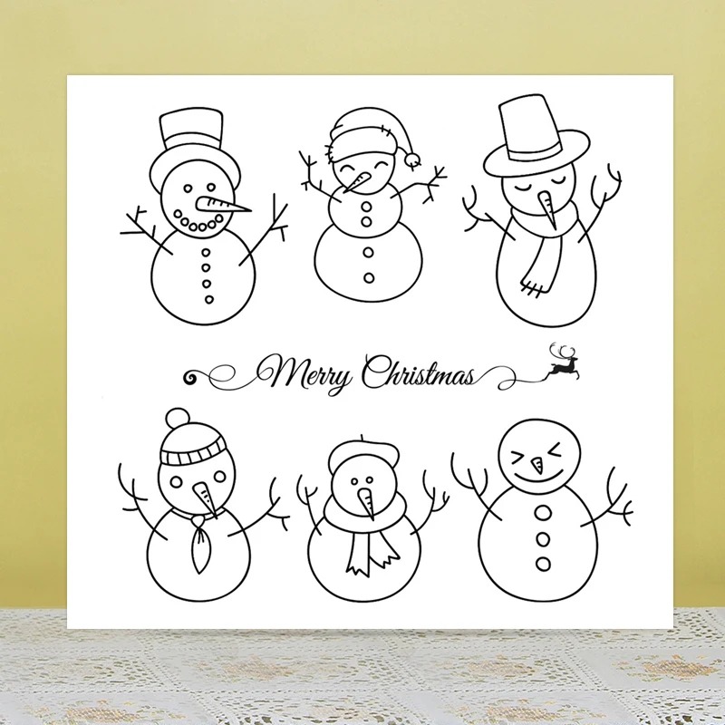 

AZSG Happy New Year Christmas Snowman Clear Stamps For DIY Scrapbooking/Card Making/Album Decorative Silicone Stamp Crafts