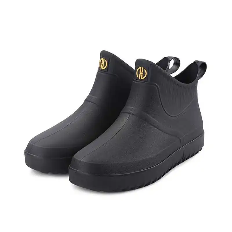 

New Fashion Waterproof Non-slip Men's Rain Boots Short Tube Kitchen Work Fishing Rain Boots Car Wash Water Shoes Rubber Shoes