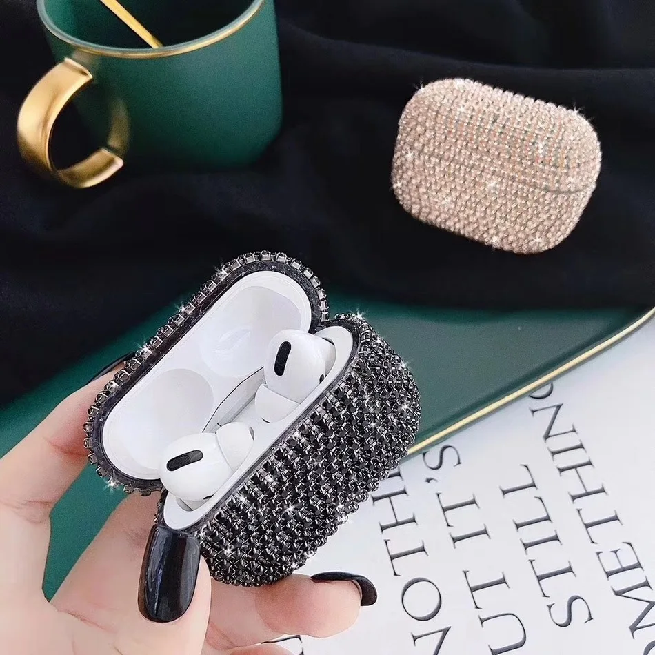 Bling Glitter Diamond Hard Case for Apple Airpods Pro Luxury Rhinestone Accessory Cover AirPods 2019 Crystal | Электроника