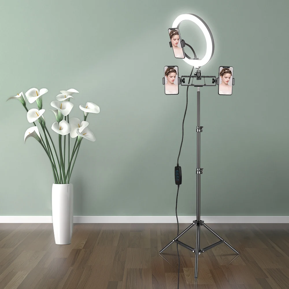 10inch/26cm LED Selfie Ring Light with Tripod Dimmable Lamp Photography With Phone Holderfor Makeup Professional | Электроника