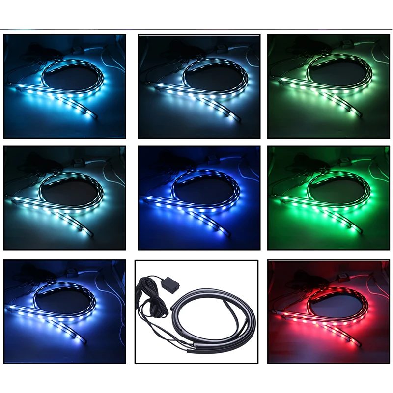 4X RGB многоцветная декоративная лампа Гибкая атмосферная неоновая Светодиодная