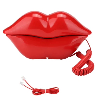 WX-3016 Mouth's Lips Shape Telephone Home Office Desktop Telephone Landline fashionable - Цвет: Черный