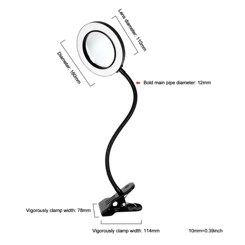 

LED Magnifying Lamp with Clamp 3 Color Modes 10X LED Magnifying Lamp 360Flexible Adjustable Goose wholesales