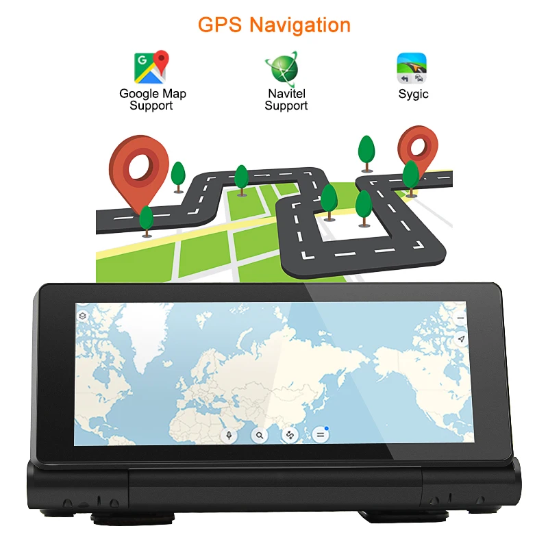 Anfilite 4G 6,86 ''Автомобильный gps навигатор ADAS Bluetooth Android 5,1 Навигатор Автомобильный с двумя камерами FHD 1080p черный ящик
