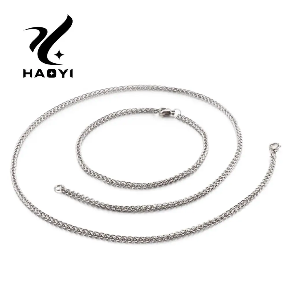 Модный комплект HaoYi из ожерелья и браслета нержавеющей стали простой стиль