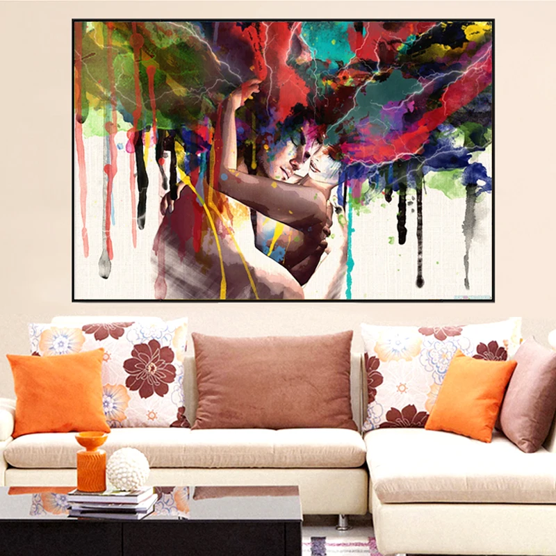 100% ручная роспись абстрактная картина маслом на холсте для влюбленных Настенная