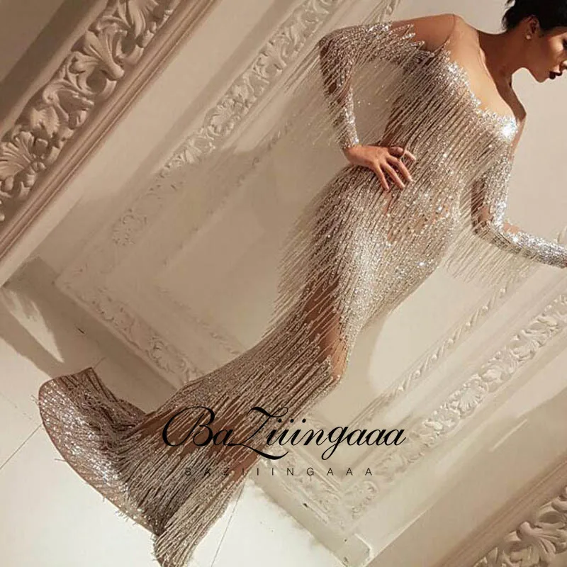 

BAZIIINGAAA Роскошные вечерние платья длинное женское платье 2021 блестками Robe De Soir вечерние платья размера плюс для невесты вечерние платья для в...