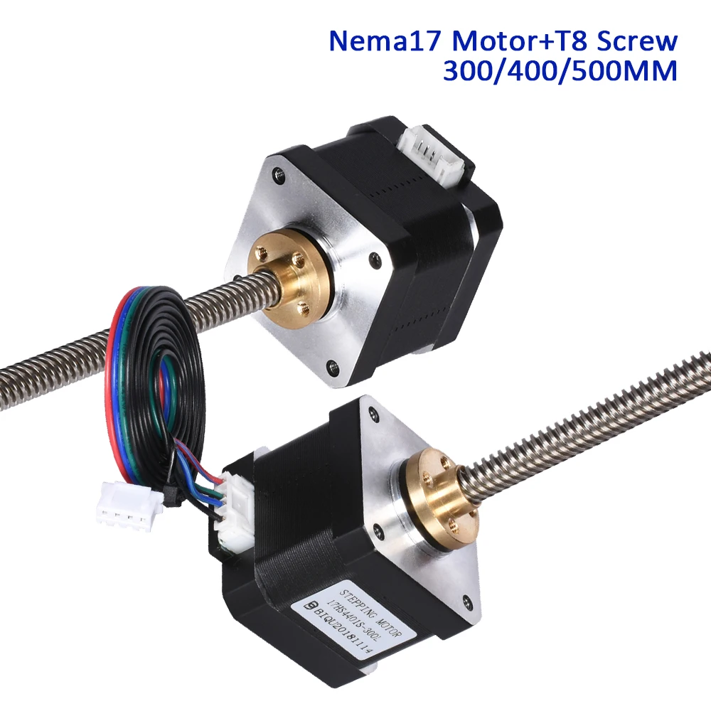Nema17 шаговый двигатель 17HS4401S 40 мм с винтовым штоком T8 300 400 500 длина Медная гайка для
