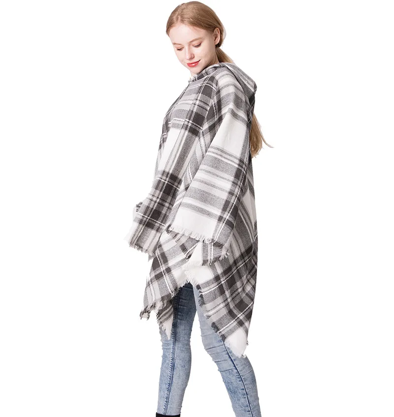 Spring Autumn and Winter in Europe America 2019 a new style of colorful Plaid cap capair conditioning Cape scarves | Аксессуары для