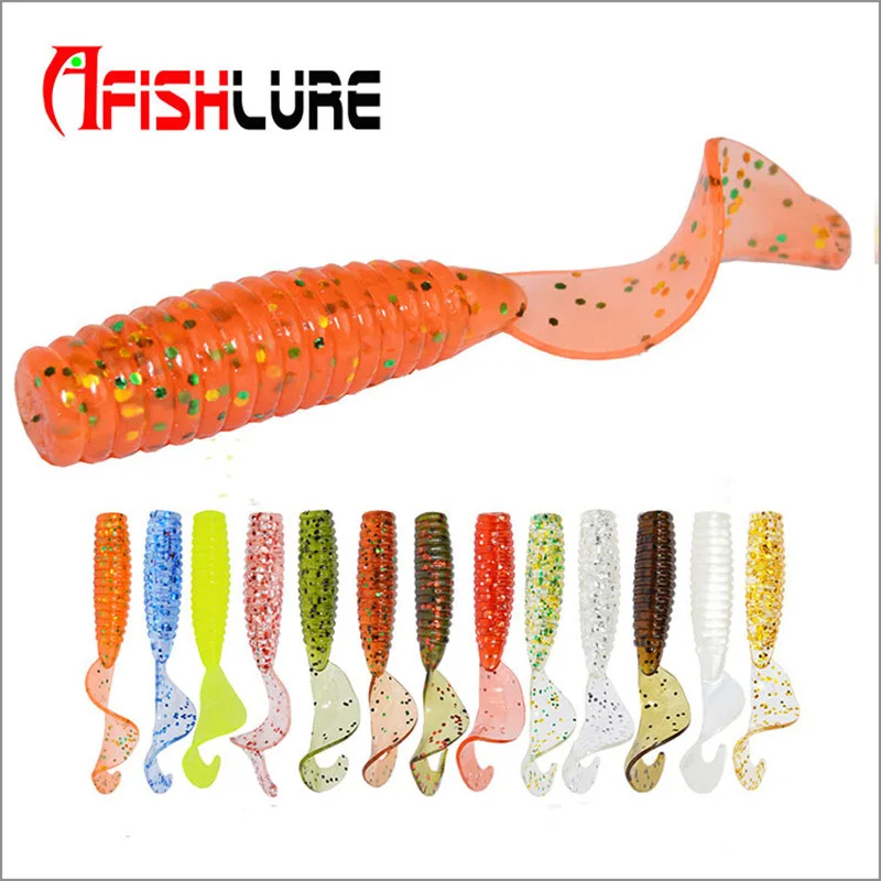 

Afishlure Lure Fishing Soft Grubs Plastic Bait Wobblers Maggots Worm Artificial Lure Texas Rig